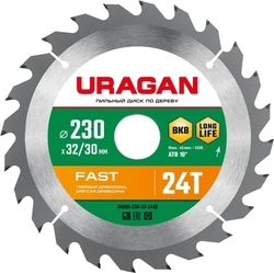 URAGAN  Fast, 230 х 32/30 мм, 24Т, пильный диск по дереву (36800-230-32-24) 36800-230-32-24_z01