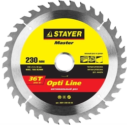 STAYER  Opti Line, 230 x 30/20 мм, 36Т, оптимальный рез, пильный диск по дереву (3681-230-30-36) 3681-230-30-36