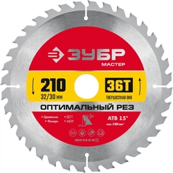 ЗУБР  Оптимальный рез, 200 x 32/30 мм, 36T, пильный диск по дереву (36912-210-32-36) 36912-210-32-36_z01