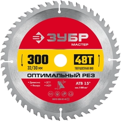ЗУБР  Оптимальный рез, 300 x 32/30 мм, 48Т, пильный диск по дереву (36912-300-32-48) 36912-300-32-48_z01
