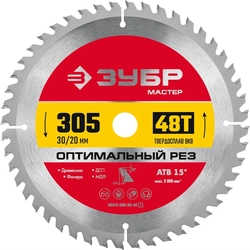 ЗУБР  Оптимальный рез, 305 x 30 мм, 48Т, пильный диск по дереву (36912-305-30-48) 36912-305-30-48_z01