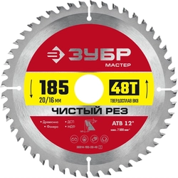 ЗУБР  Чистый рез, 185 x 20/16 мм, 48Т, пильный диск по дереву (36914-185-20-48) 36914-185-20-48_z01