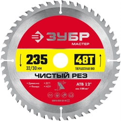 ЗУБР  Чистый рез, 235 x 32/30 мм, 48Т, пильный диск по дереву (36914-235-32-48) 36914-235-32-48_z01