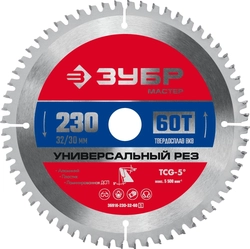 ЗУБР  Универсальный рез, 230 x 32/30 мм, 60Т, пильный диск по алюминию (36916-230-32-60) 36916-230-32-60_z01