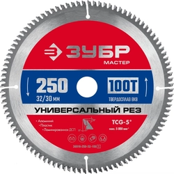 ЗУБР  Универсальный рез, 250 x 32/30 мм, 100Т, пильный диск по алюминию (36916-250-32-100) 36916-250-32-100_z01