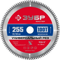 ЗУБР  Универсальный рез, 255 x 32/30 мм, 100Т, пильный диск по алюминию (36916-255-32-100) 36916-255-32-100_z01