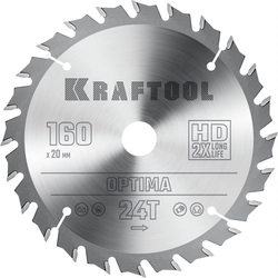 KRAFTOOL  Optima, 160 х 20 мм, 24Т, пильный диск по дереву (36951-160-20) 36951-160-20