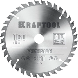 KRAFTOOL  Precision, 160 х 20 мм, 36Т, пильный диск по дереву (36952-160-20) 36952-160-20