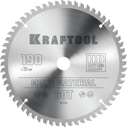 KRAFTOOL  Multi Material, 190 х 20 мм, 60Т, пильный диск по алюминию (36953-190-20) 36953-190-20