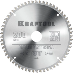 KRAFTOOL  Multi Material, 200 х 30 мм, 60Т, пильный диск по алюминию (36953-200-30) 36953-200-30