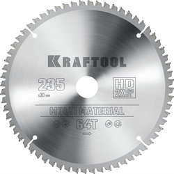 KRAFTOOL  Multi Material, 235 х 30 мм, 64Т, пильный диск по алюминию (36953-235-30) 36953-235-30