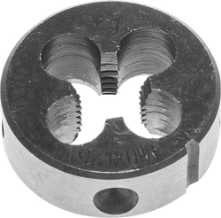 ЗУБР  М10 x 1.25 мм сталь 9ХС, плашка круглая ручная (4-28022-10-1.25) 4-28022-10-1.25