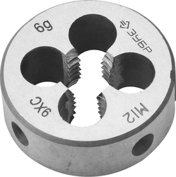 ЗУБР  М12 x 1.75 мм, сталь 9ХС, плашка круглая ручная (4-28022-12-1.75) 4-28022-12-1.75
