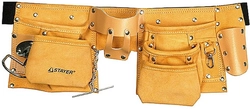 STAYER  кожаный, 3 подвески, пояс для инструментов с 10 карманами(38512) 38512