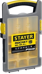 STAYER  ROCKET-15, 280 x 320 x 50 мм, (11″), пластиковый органайзер с 15 съемными лотками (2-38031) 2-38031_z01