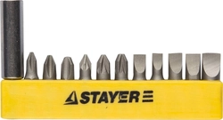STAYER  12 шт, набор бит с адаптером (2609-H12_z01) 2609-H12_z01