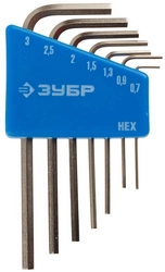 ЗУБР  7 шт, набор мини имбусовых ключей (27471-H7) 27471-H7