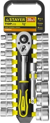 STAYER  RSS 20L, 20 предм., (1/2″), набор торцовых головок (27750-H20) 27750-H20
