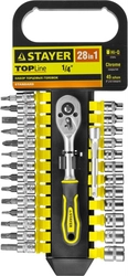 STAYER  RSS 28S, 28 предм., (1/4″), набор торцовых головок и бит-головок (27754-H28) 27754-H28
