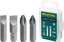 KRAFTOOL  36 мм, 4 шт, набор бит для ударной отвертки (25551) 25551