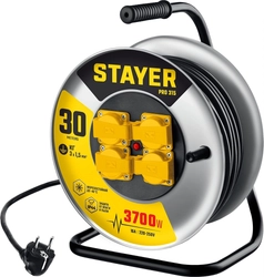 STAYER  PRO-315, КГ, 3 x 1.5 мм2, 30 м, 3700 Вт, IP44, силовой удлинитель на стальной катушке (55077-30) 55077-30_z01