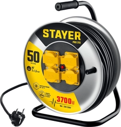 STAYER  PRO-315, КГ, 3 x 1.5 мм2, 50 м, 3700 Вт, IP44, силовой удлинитель на стальной катушке (55077-50) 55077-50_z01