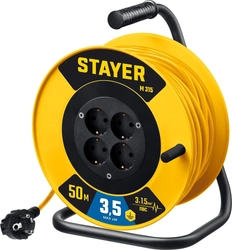 STAYER  M-315, ПВС, 3 х 1.5 мм2, 50 м, 3500 Вт, силовой удлинитель на катушке (55078-50) 55078-50_z01