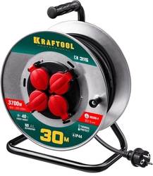 KRAFTOOL  K-315, КГ, 3 x 1.5 мм2, 30 м, 3700 Вт, IP44, силовой удлинитель на стальной катушке (55085-30) 55085-30_z01