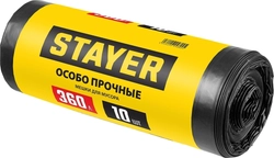 STAYER  HEAVY DUTY, 360 л, 10 шт, черные, особопрочные, строительные мусорные мешки (39157-360) 39157-360