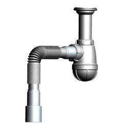 B0515 Сифон для кухни 1½"х40 с удлинённой горловиной с гофротрубой 40х40-50 т тт000009747