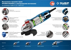 ЗУБР  1200 Вт, d125 мм, УШМ, регулировка оборотов, Профессионал (УШМ-П125-1200 ЭПСТ) УШМ-П125-1200 ЭПСТ