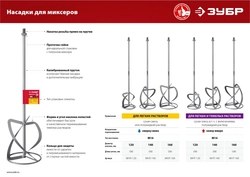 ЗУБР  М14, d160 мм, насадка-миксер для тяжелых растворов ″снизу-вверх″ (МНТ-160) МНТ-160