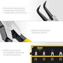 STAYER  Hercules-4, 4 шт, 160 мм, набор съемников стопорных колец (22830-H4) 22830-H4