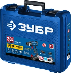 ЗУБР  Т7, 20 В, 50 Н·м, 2 АКБ (2 А·ч), дрель-шуруповерт, кейс, Профессионал (DL-201-22) DL-201-22