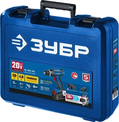 ЗУБР  Т7, 20 В, 50 Н·м, 2 АКБ (4 А·ч), дрель-шуруповерт, кейс, Профессионал (DL-201-22) DL-201-42