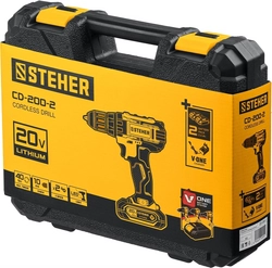 STEHER  V1, 20 В, 40 Н·м, 2 АКБ (2 А·ч), дрель-шуруповерт, кейс (CD-200-2) CD-200-2