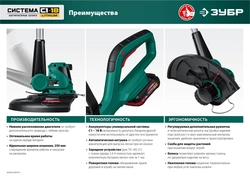 ЗУБР  С1-18, 18 В, 25 см, 1 АКБ (2 А·ч), аккумуляторный триммер (ТА-185-21) ТА-185-21