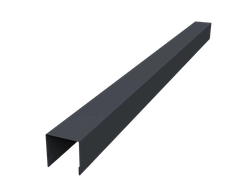 Планка вертикальная лицевая для горизонтального монтажа штакетника Grand Line 0,45 Drap ТХ двухсторонний RAL 7024 мокрый асфальт (3м) GL 643596