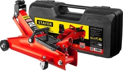 STAYER  R-28 RED FORCE, в кейсе, 2 т, 130 - 350 мм, подкатной домкрат для легковых а/м, Professional (43153-2-K) 43153-2-K