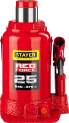 STAYER  RED FORCE, 25 т, 240 - 375 мм, бутылочный гидравлический домкрат, Professional (43160-25) 43160-25_z01
