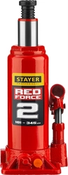 STAYER  RED FORCE, 2 т, 181 - 345 мм, бутылочный гидравлический домкрат, Professional (43160-2) 43160-2_z01