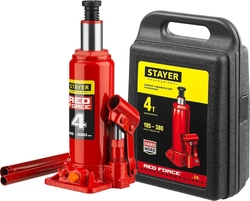 STAYER  RED FORCE, в кейсе, 4 т, 195 - 380 мм, бутылочный гидравлический домкрат, Professional (43160-4-K) 43160-4-K_z01