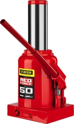 STAYER  RED FORCE, 50 т, 300 - 480 мм, бутылочный гидравлический домкрат, Professional (43160-50) 43160-50_z01