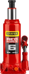 STAYER  RED FORCE, 6 т, 216 - 413 мм, бутылочный гидравлический домкрат, Professional (43160-6) 43160-6_z01