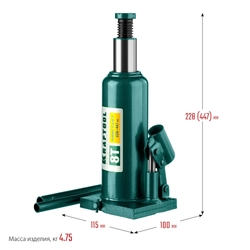 KRAFTOOL  KRAFT-LIFT, 8 т, 230 - 457 мм, бутылочный гидравлический домкрат (43462-8) 43462-8_z01