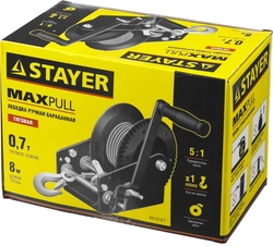 STAYER  MAXPull, 0.7 т, 8 м, ручная барабанная тросовая лебедка (43112-0.7) 43112-0.7