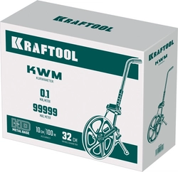 KRAFTOOL  0.1 - 99999.9 м, измерительное колесо (курвиметр) с металлическим шасси и рукояткой (34756) 34756