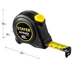 STAYER  AutoLock, 10 м х 25 мм, рулетка с автостопом (2-34126-10-25) 2-34126-10-25