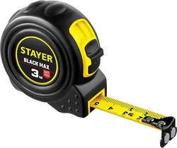 STAYER  BlackMax, 3 м х 16 мм, рулетка с двумя фиксаторами, Professional (3410-03) 3410-03_z02