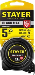 STAYER  BlackMax, 5 м х 25 мм, рулетка с двумя фиксаторами, Professional (3410-05-25) 3410-05-25_z02